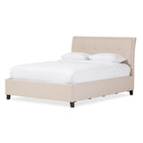 Baxton Studio Lea Modern and Contemporary Beige Mix-Linen Queen Size Storage Platform Bed