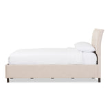 Baxton Studio Lea Modern and Contemporary Beige Mix-Linen Queen Size Storage Platform Bed