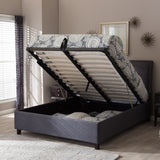 Baxton Studio Lea Modern and Contemporary Dark Grey Fabric Queen Size Storage Platform Bed