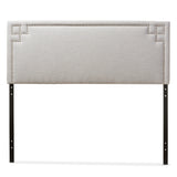 Baxton Studio Geneva Modern and Contemporary Grayish Beige Fabric Upholstered Queen Size Headboard