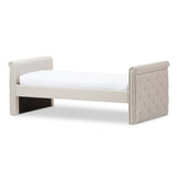 Baxton Studio Swamson Modern and Contemporary Beige Fabric Tufted Twin Size Daybed with Roll-out Trundle Guest Bed 