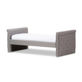 Baxton Studio Swamson Modern and Contemporary Grey Fabric Tufted Twin Size Daybed with Roll-out Trundle Guest Bed 
