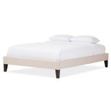 Baxton Studio Lancashire Modern and Contemporary Beige Linen Fabric Upholstered King Size Bed Frame with Tapered Legs 
