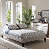 Baxton Studio Lancashire Modern and Contemporary Beige Linen Fabric Upholstered Queen Size Bed Frame with Tapered Legs 