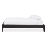 Baxton Studio Lancashire Modern and Contemporary Black Faux Leather Upholstered Queen Size Bed Frame with Tapered Legs 