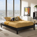 Baxton Studio Lancashire Modern and Contemporary Black Faux Leather Upholstered Full Size Bed Frame with Tapered Legs 