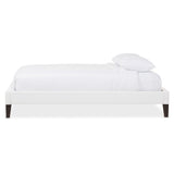 Baxton Studio Lancashire Modern and Contemporary White Faux Leather Upholstered Queen Size Bed Frame with Tapered Legs 