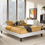 Baxton Studio Lancashire Modern and Contemporary White Faux Leather Upholstered Queen Size Bed Frame with Tapered Legs 