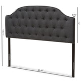 Baxton Studio Windsor Modern and Contemporary Dark Grey Fabric Upholstered Scalloped Buttoned Queen Size Headboard