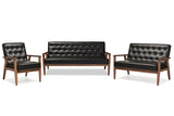 Sorrento Mid-Century Retro Modern Upholstered Wooden 3 Piece Living Room Set