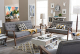 Baxton Studio Sorrento Mid-century Retro Modern Grey Fabric Upholstered Wooden 3 Piece Living room Set