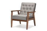 Baxton Studio Sorrento Mid-century Retro Modern Grey Fabric Upholstered Wooden Lounge Chair