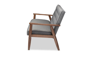 Baxton Studio Sorrento Mid-century Retro Modern Grey Fabric Upholstered Wooden 3-seater Sofa