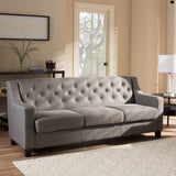 Baxton Studio Arcadia Modern and Contemporary Grey Fabric Upholstered Button-Tufted Living Room 3-Seater Sofa