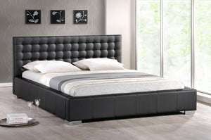 Baxton Studio Madison Black Modern Bed with Upholstered Headboard (Queen Size)