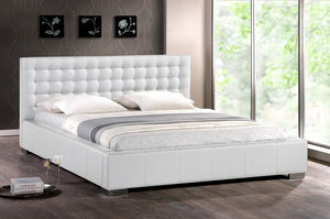 Baxton Studio Madison White Modern Bed with Upholstered Headboard (Queen Size)