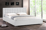 Madison White Modern Bed with Upholstered Headboard (Queen Size)