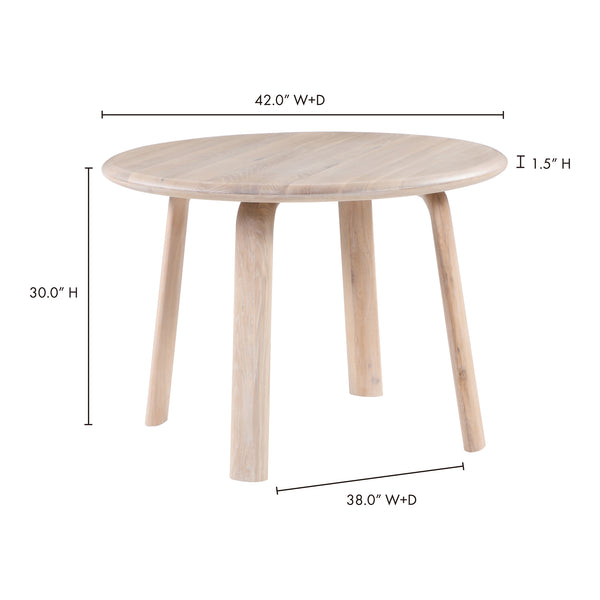 Malibu Round Dining Table  White Oak