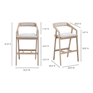 Padma Oak Barstool Light Grey