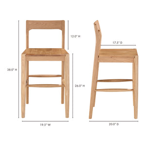 Moe's Home Owing Counter Stool Oak BC-1124-24