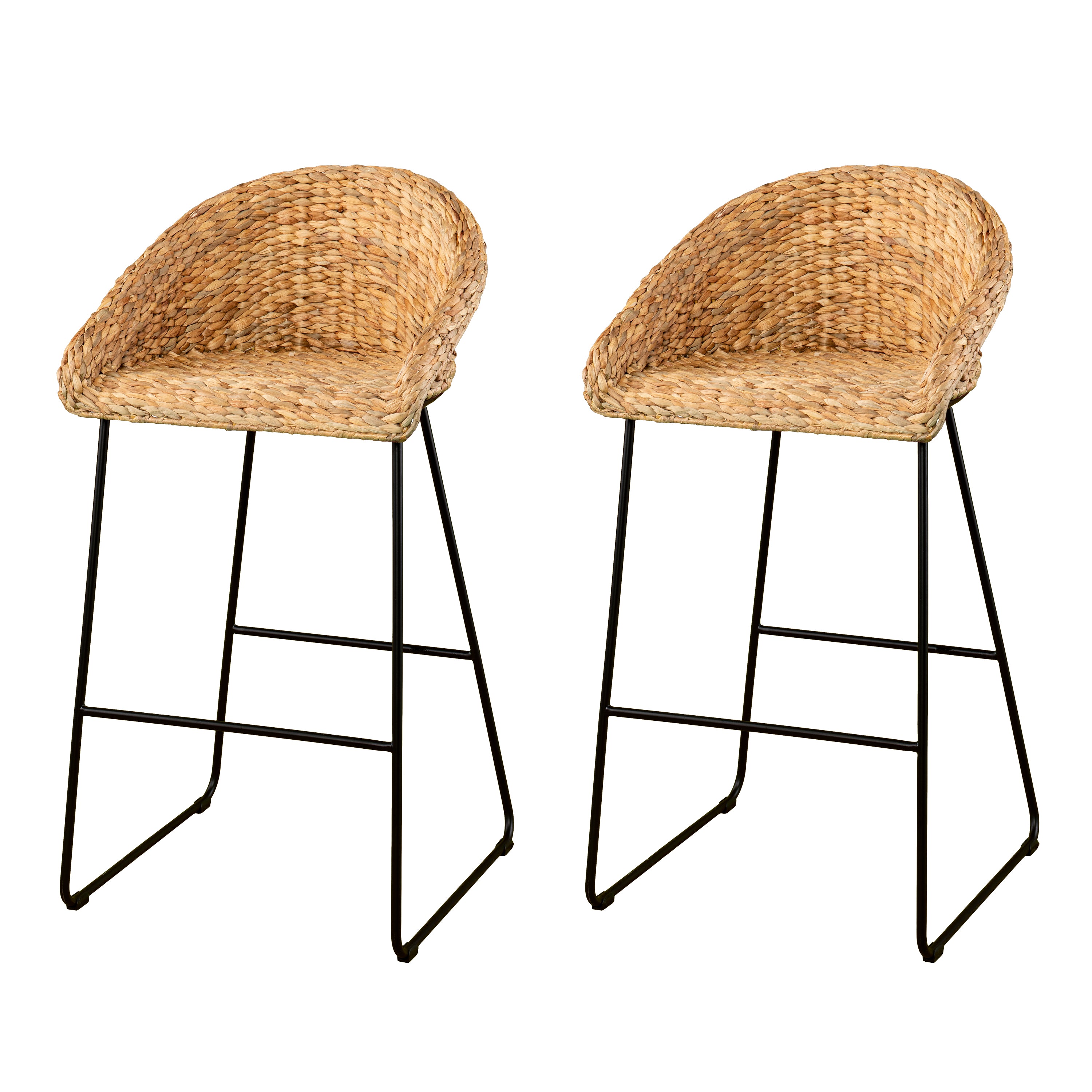 Landrine Coastal Water Hyacinth Bar Stools Set - Thumbnail 2