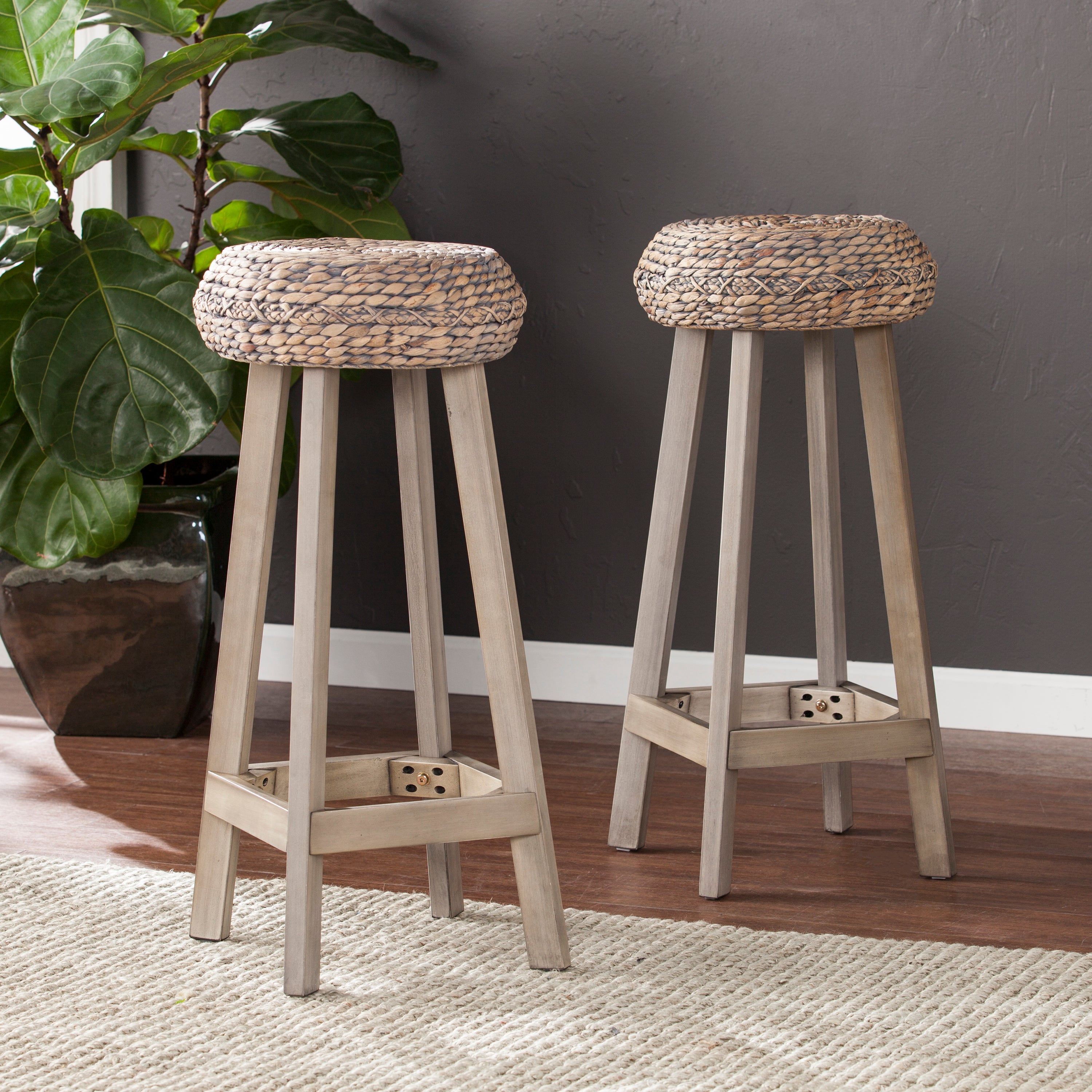 Rutina 30" Round Backless Barstool Set - Thumbnail 3