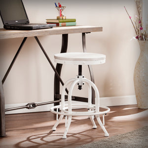Sei Furniture Industrial Adjustable Height Swiveling Stool White Bc2454