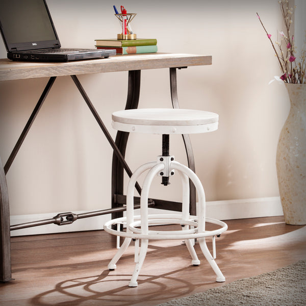 Sei Furniture Industrial Adjustable Height Swiveling Stool White Bc2454