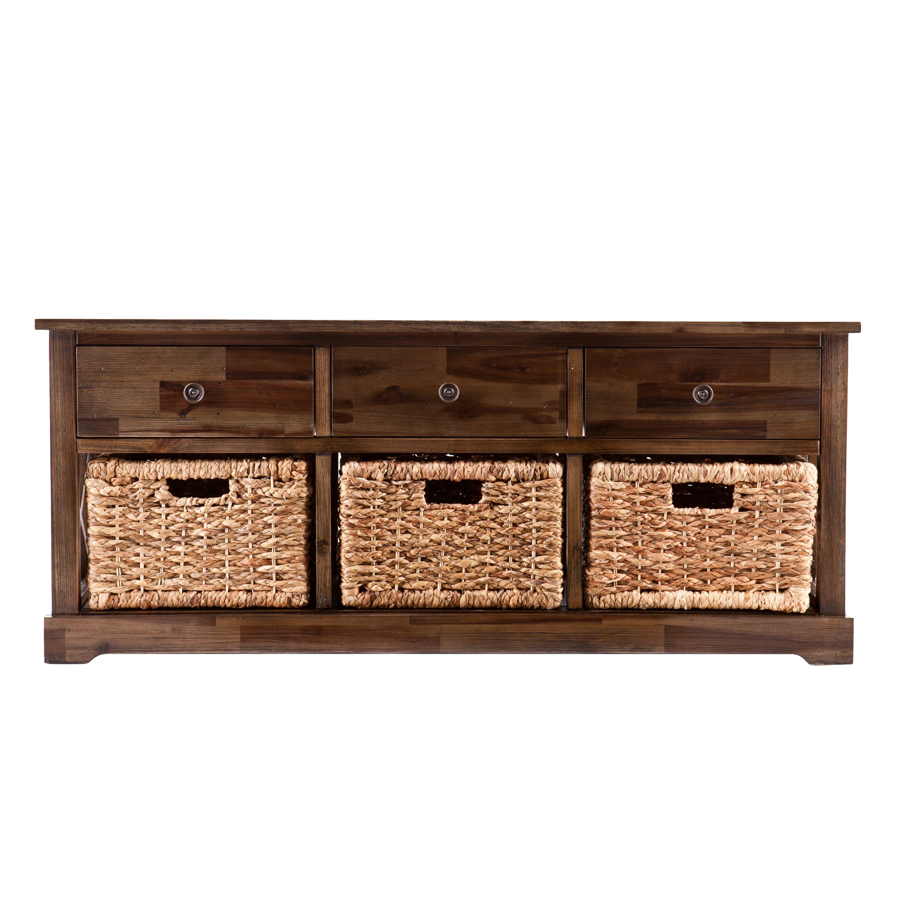 Jayton Coastal Storage Bench with Woven Baskets