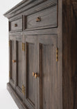 Halifax Mindi Hutch Bookcase Unit in Mindi, Plywood, Mindi Veneer & Antique Brass Hardware with Black Wash Finish