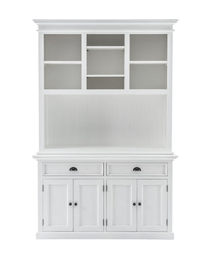 Halifax Buffet Hutch Unit with 2 Adjustable Shelves in Mahogany, Medium-Density Fibreboard (MDF) & Antique Brass Hardware with Classic White Finish