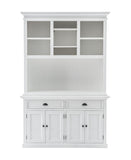 Halifax Buffet Hutch Unit with 2 Adjustable Shelves in Mahogany, Medium-Density Fibreboard (MDF) & Antique Brass Hardware with Classic White Finish
