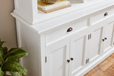 Halifax Buffet Hutch Unit with 6 Shelves in Mahogany, Medium-Density Fibreboard (MDF) & Antique Brass Hardware with Classic White Finish