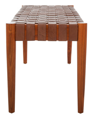 Amalia Leather Weave Bench - Stylish Accent for Entryway or Living Room with Durable Mindi Wood