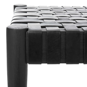 Amalia Leather Weave Bench - Stylish Accent for Entryway or Living Room with Durable Mindi Wood