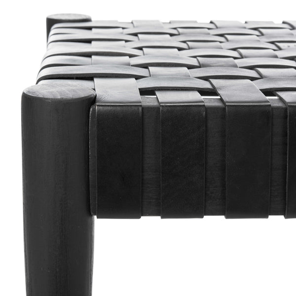 Amalia Leather Weave Bench - Stylish Accent for Entryway or Living Room with Durable Mindi Wood