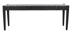 Amalia Leather Weave Bench - Stylish Accent for Entryway or Living Room with Durable Mindi Wood