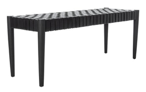 Amalia Leather Weave Bench - Stylish Accent for Entryway or Living Room with Durable Mindi Wood