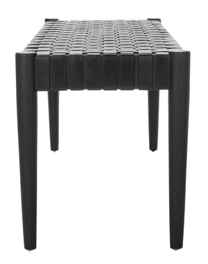 Amalia Leather Weave Bench - Stylish Accent for Entryway or Living Room with Durable Mindi Wood