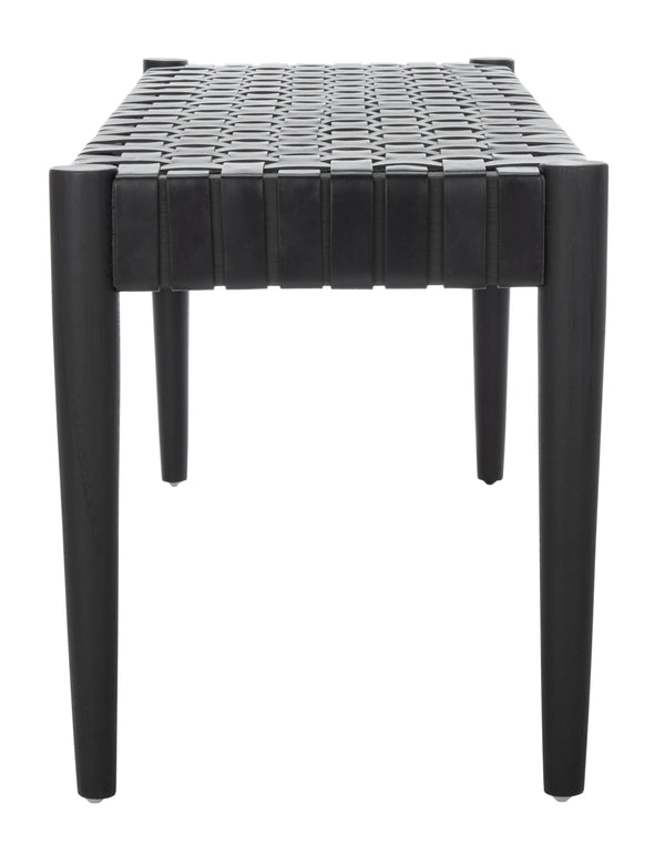 Amalia Leather Weave Bench - Stylish Accent for Entryway or Living Room with Durable Mindi Wood