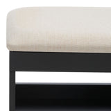 Safavieh Cricket Open Shelf Bench W/ Cushion Cream  Linen / Black Wood BCH5000C