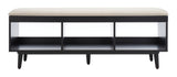 Safavieh Cricket Open Shelf Bench W/ Cushion Cream  Linen / Black Wood BCH5000C