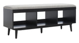 Safavieh Cricket Open Shelf Bench W/ Cushion Grey Linen / Black Wood BCH5000D