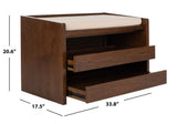 Percy Storage Bench in Beige / Walnut
