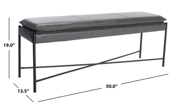 Kara Cushioned X Bench in Grey / Black