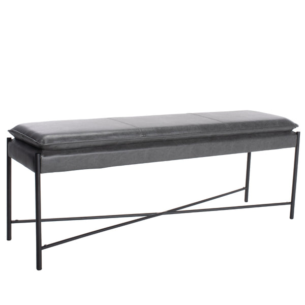 Kara Cushioned X Bench in Grey / Black