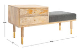 Safavieh Taft 2 Drawer Cushioned Seated Bench Natural / Grey Fabric  Wood BCH9000A