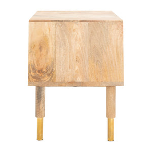 Safavieh Taft 2 Drawer Cushioned Seated Bench Natural / Grey Fabric  Wood BCH9000A