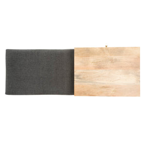 Safavieh Taft 2 Drawer Cushioned Seated Bench Natural / Grey Fabric  Wood BCH9000A