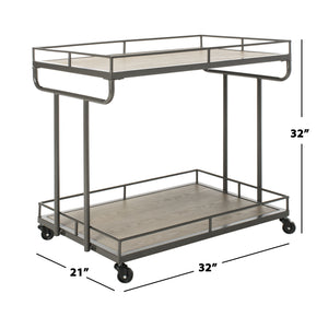 Dawson Industrial-Chic 2 Tier Rectangle Bar Cart with Rolling Design for Stylish Home Entertaining